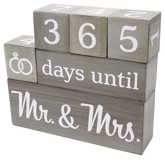 Wedding Countdown Calendar Wooden Blocks for Engagement or Bridal Shower NEW - Picture 3 of 6
